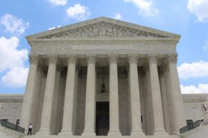 A low angle view of United States Supreme Court Building - States Respond to Supreme Court Sales Tax Decision